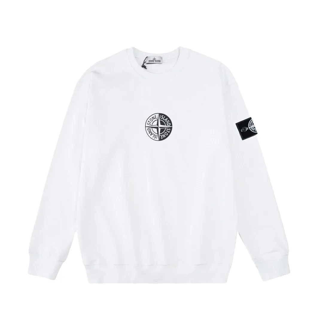 W816#P160💰 Stone Island black and white Tai Chi compass logo printed round neck long-sleeved sweatshirt! Versatile base round neck sweatshirt for couples! Simple armband design, customized 1*1 thread (fine texture), 380g double-strand large terry fabric, very good quality, foreign trade craftsmanship, respect the original version! The threads at the cuffs and hem are all original bartacks! The time-consuming and material consumption distinguishes the ordinary version on the market! Tops worn by celebrities from all walks of life on INS, can be matched with couple styles!  Color: Black White Size: M-XXL